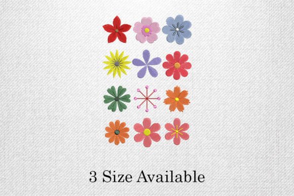 Floral Motif Set Colorful Embroidery