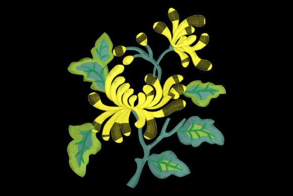 Golden Chrysanthemum Embroidery