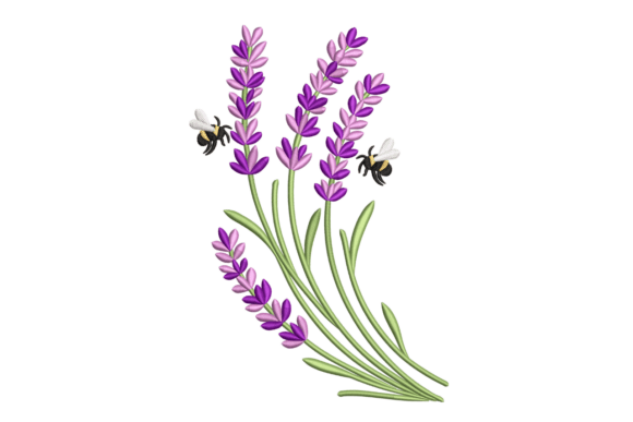 Lavender Bees Embroidery Design